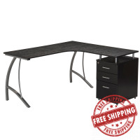 Techni Mobili RTA-4804L-ES Modern L- Shaped Computer Desk with File Cabinet and Storage, Espresso